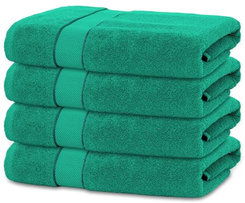BANANALU 4 Badetücher 70x140 cm 100% Baumwolle Badetuch Duschtuch Smaragd