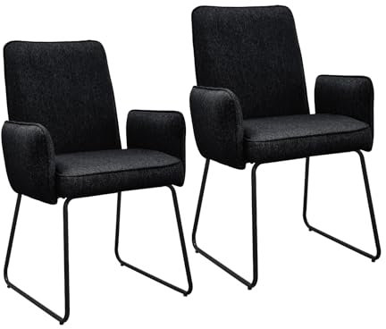 SVITA ALBA 2er Set Esszimmerstühle Armlehnstuhl Polsterstuhl Stoffbezug Schwarz