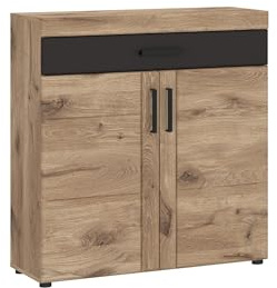 möbelando Schuhkommode >Grano< 2 Türen, 1 Schub, Viking Eiche Dekor/Kosmos Grau - 93x100x38 (BxHxT)