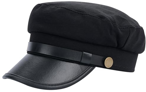Peosaard Klassischer Chauffeur -Hut, schwarzer Baskenmütze für Männer & Frauen, Captain Sailor Hat & Stylish Everyday Keeing, Stylish Newsboy Cap Vintage Pilot Hat
