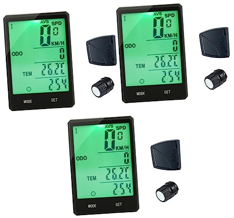 Supvox 3st Geschwindigkeitsmesser Fahrradcomputer Tacho Mit Rücklicht Tachometer Black