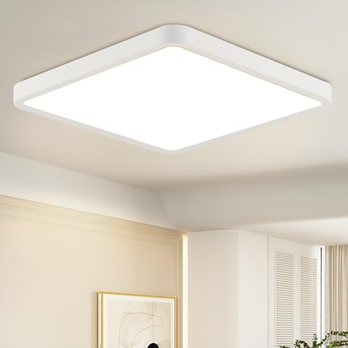 ZMH Deckenlampe LED Deckenleuchte Flach: 23CM Schlafzimmerlampe 18W Badezimmer 4000K Badezimmerlampe IP44 Badlampe Flurlampe Bad Weiß Eckig Deckenbeleuchtung für Schlafzimmer Küche Flur Büro