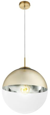 GLOBO Kugel Hängelampe gold Lampen Wohnzimmer hängend Pendelleuchte Glasschirm 1 Flammig, Metall klar, 1x E27, DxH 30x120cm