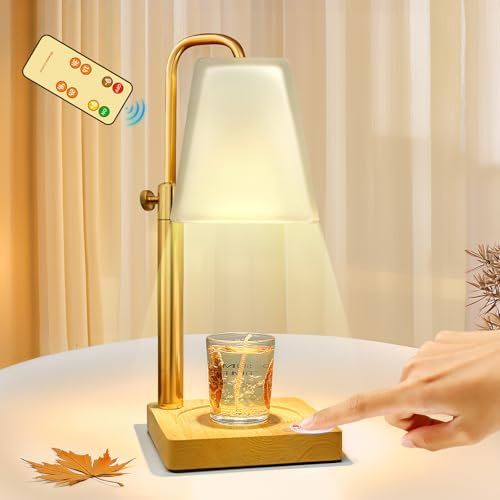 QUIGO Candle Warmer Lamp with Timer Electric Wax Warmer for Scented Wax Melts and Jar Candles Touch and Remote Control Dimmable Adjustable Height Gifts for Women Housewarming 2 Bulbs White