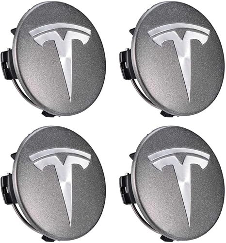 lvjiena 4 stück Auto Radnabenkappen für Tesla 60MM, Wasserdicht Verschleißfest Radnabe Abdeckung mit Logo Nabenkappen Reifen Felgen Aufkleber