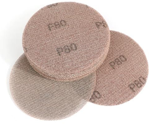 Kcmell 125mm Mesh Sanding Discs 80 Grit, 20Pcs 5 Inch Hook & Loop Sanding Pads, Dust Free Mesh Sanding Discs Pads Anti-Blocking Orbital Sander Discs Sandpaper for Grinding Polishing Car Wood Furniture
