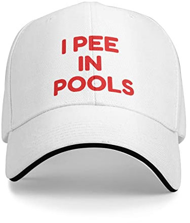 XVBCDFG Lustige Baseballkappe mit Aufschrift I Pee in Pools, I Pee in Public Pools, Geschenk für Herren, Trucker-Mütze, Damen, Sonnenhut, Papa-Cap, Schwarz, weiß, Einheitsgröße
