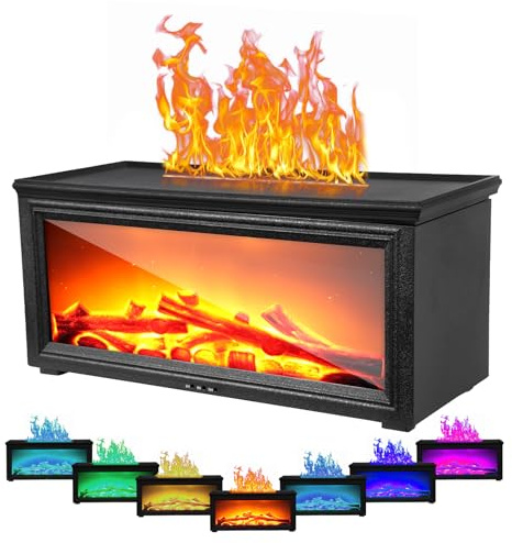 Harupink Aroma Diffuser,Duftöl Diffusor für Ätherische Öle,280 ML Luftbefeuchter mit 3 Timer und LED Kamin,7-Farben-Licht Flammeneffekt,Leiser Betrieb für Zuhause Büro Schlafzimmer