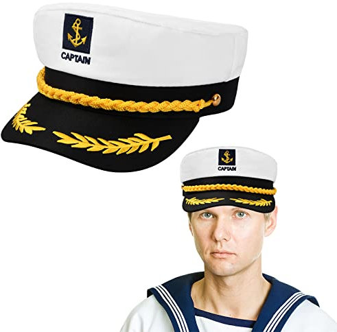 Yacht Kapitän Hut Kapitänsmütze, Erwachsene, Verstellbare, Matrosenmütze, Marine Admiral Hut, Yacht Schiff Boot Mütze, Marine Accessoire, Kostüm, für Damen Männer für Karneval Mottoparty Cosplay