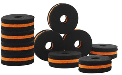 Blmirror 10Pcs Shelf Drum Piece Black-Orange Double-Color Hair Pad Cymbal Washer for Drum Set Parts Pack, Drum Parts