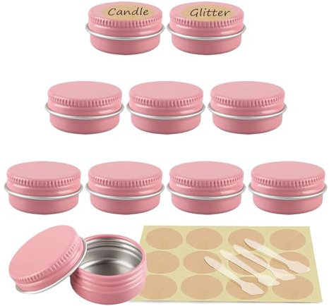 YANCAER - 30 Piezas de Aluminio Rosa de 10 ml con Tapa, Lata Aluminio Redonda D35mm x H17mm, Pequeños Recipientes para Cosméticos, Velas, Ungüentos, Jabón y Manualidades