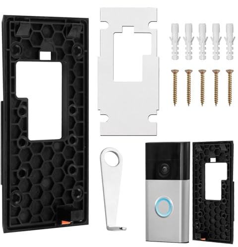 Doorbells No Drill Mount for Ring Doorbell (2024 Release), Strong Self-Adhesive Doorbell Holder Mounting Bracket Includes Screws Tape Sticky Pad and Anti-Tamper Accessories for Office, Apartment, Home