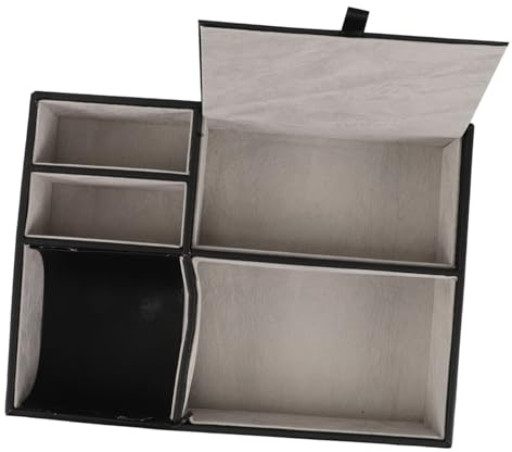 Healifty Multifunctional Storage Tray for Office and Home Featuring Bedside Tray Design Cell Phone Storage Compartment and Remote Basket Desk Accessories for Women and Men Glasses Organizer