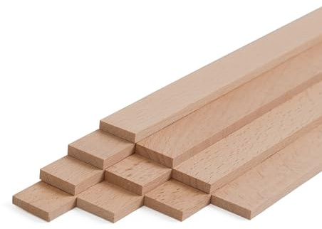 Woodsellers® 10er‑Set Holzleisten Buche gehobelt 500 × 20 × 8 mm – Massivholzleisten naturbelassen & verleimfertig – für Möbelbau, Innenausbau & DIY‑Projekte