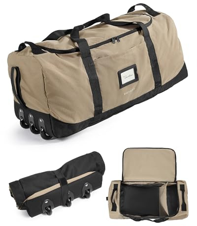 BAGSMART Faltbare Reisetasche mit Rollen, 83L Leicht Sporttasche 3-Rollen | große Reisetasche Herren&Damen(für Körpergrößen unter 180 cm), Keine feste Spurstange Kann aufgerollt und aufbewahrt Werden