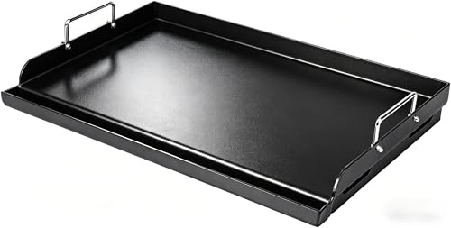 63 x 41cm Universal Griddle Plancha, Non-Stick Ceramic Coated Griddle Plate for Gas & Charcoal Grills, Gas Stove, Gas Hob Large Rectangle Plancha for Weber, Char-Broil, Nexgrill with Removable Handles