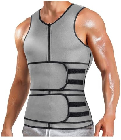 JokeLomple Gilet da sauna per allenamento in vita per tuta da sauna da uomo doppio corpo per allenamento in palestra dimagrante per il grasso della pancia #
