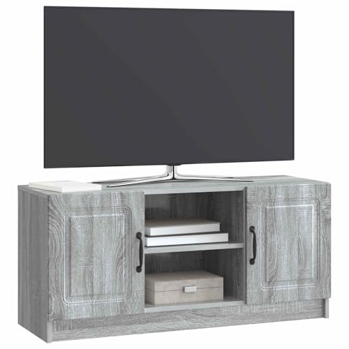 vidaXL TV-Schränk Graues Sonoma 102 x 34,5 x 47 cm Holzwerkstoff, Moderner Wohnzimmerschrank, rechteckig, viel Stauraum, schickes Medienelement, Holzständer für drinnen