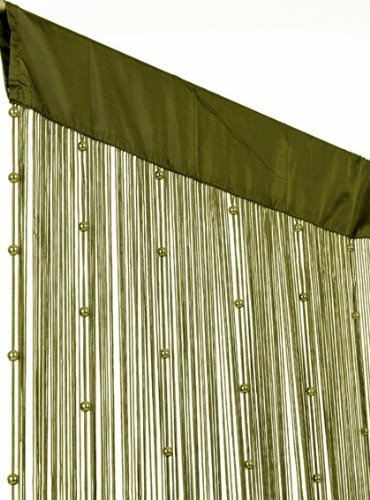 Unbekannt Perlen Fadenvorhang Helena Auswahl, Maße (Breite x Höhe): 90 x 250 cm, Material: 100% Polyester, beliebig zu kürzen, Tunneldurchzug, als Türvorhang/Insektenschutz, Farbe:olivgrün