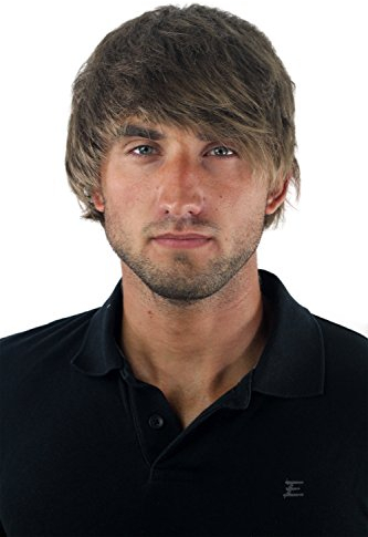 WIG ME UP - GFW1169-18 Herrenperücke Perücke Männer Kurz Jugendlich Lässig Wild Stürmisch-Struppig aufgestylt Modisch Dunkelblond Toupet Neu Länge: ca. 20 cm