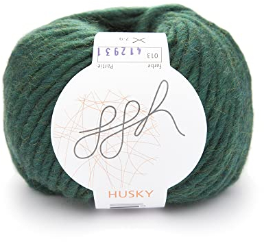 ggh Husky | Schurwolle Mischung | 50g Wolle zum Stricken oder Häkeln | Dicke Wolle | Farbe 013 - Nordseegrün
