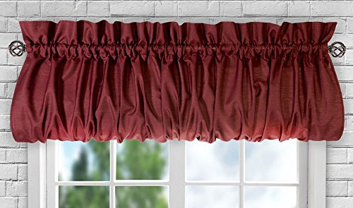 Ellis Curtain Stacey Sheer Balloon Valance, 60 x 15, Merlot