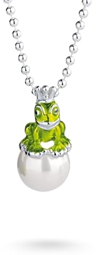 Heartbreaker Froggy Frosch-Anhänger I Edler Kettenanhänger aus 925 Sterling Silber I Nickelfreier Silber-Anhänger mit Muschelkernperle I In Goldschmiedequalität gefertigt I LD MN 38