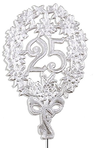 Kunze A014041252 Jubiläumszahl 25 mit Haltedraht, 10 Stück, Silber, 8 x 12 cm