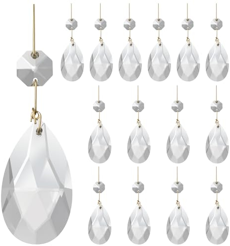 Aiskaer Kristall-Kronleuchter in Tropfenform, 15 Stück (Goldstift, Engelstränen-Serie)