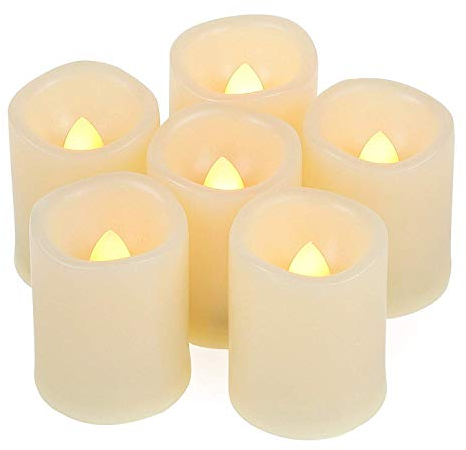 Candele votive a LED senza fiamma, funzionamento a batteria, con timer, 6 ore di accensione e 18 ore spente per ciclo, candele a LED per esterni, Halloween, zucca, decorazioni natalizie