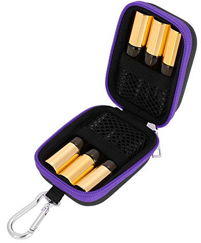 Beutel mit ätherischen Ölen, 6 Stück 5 ml Tragbare Rollen Mini-Flaschen mit ätherischen Ölen Aufbewahrungstasche Reisetasche Aufbewahrungstaschen(Purpule)