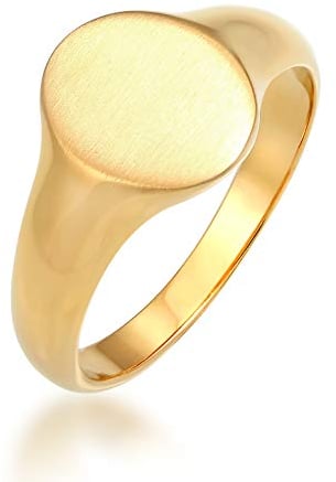 Kuzzoi Siegelring Herrenring oval matt, massiv 12 mm breit in 925 Sterling Silber vergoldet, Basic Silberring gelbgoldfarben, Ring für Männer in der Ringgröße 56, 0602962120_56