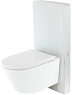 Milano Arca 483mm Bathroom Toilet WC Unit Wall Hung Japanese Bidet Pan and Seat - White
