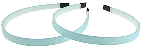 Glamour Girlz Haarreif für Damen und Mädchen, geripptes Satinband, 10 mm, mit weißen Zähnen, Türkis, 2 Stück