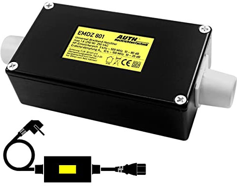 AUTH - Filtro di rete, banda larga universale con protezione da sovratensione, modulo con cavo di collegamento, Schuko/Freddo G, 1A/3K-500MHz