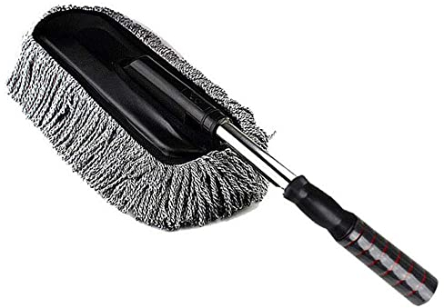 Mocio per auto - Il mocio multiuso in microfibra - Rimozione del polline all'esterno o all'interno Uso lungo manico estensibile infrangibile,Nero