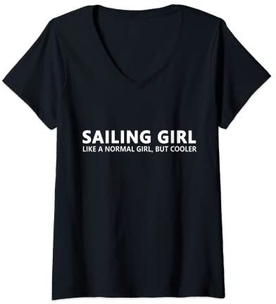 Damen Segeln Mädchen Lustiges Segelmädchen T-Shirt mit V-Ausschnitt