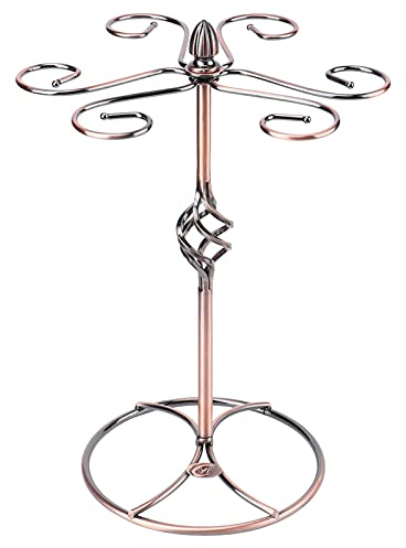Tomotato 6 Hooks Wine Glass Holder, Stand Upright Tabletop Goblet Holder Steamware Wine Cups Hanging Drying Rack Wine Glass Display Drainer for Kitchen Bar Home Restaurant