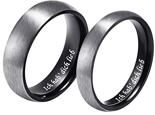 Mabohity Paar Ring Silber Elegant, Aus Hochwertigste Titan, Stromlinienförmiges Design gebürstet für Herren, Größe 54
