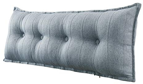 Johnear Rückenkissen für Sofa Bett Rückenlehne Großes Leinen Bücherkissen Lesekissen Lendenkissen für Couch Kopfteil Kopfkissen Wandkissen Beinkissen (Grau, 120 x 8 x 50 cm)