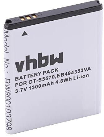 vhbw Batterie Compatible avec Samsung Galaxy S WiFi 4.0, 4.0 YP-G1, WiFi YP-CW XEG, YP-G1 8GB téléphone Portable (1300mAh, 3,7V, Li-ION)