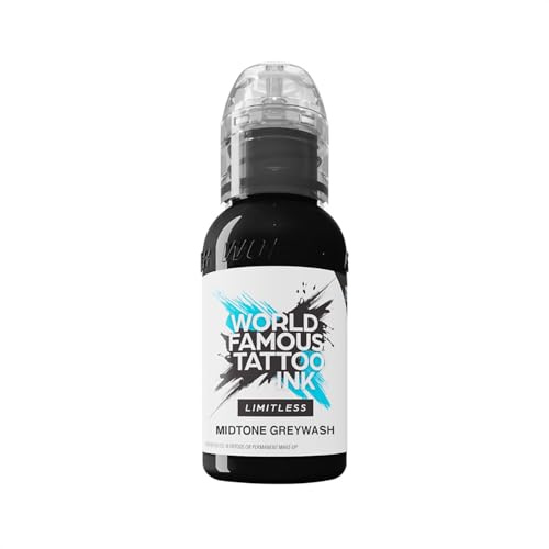 World Famous Tattoo Ink Limitless - Midtone Greywash - professionelle Tattoo Farbe - REACH konform - 30 ml