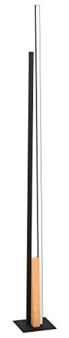 EGLO LED Stehlampe Panagria, minimalistische Eck Standleuchte, Stehleuchte aus Aluminium, Stahl und Holz in Schwarz und Braun, FSC100HB, Lampe Wohnzimmer warmweiß
