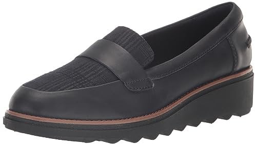 Clarks Sharon Dolly-Shoes, Women's Loafer, Navy Blue Combi Leather, 6 UK Wide