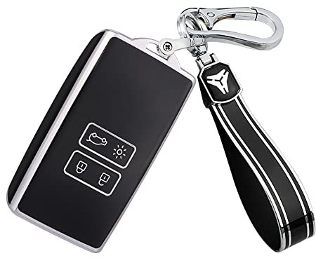 KUNIO Schlüsselhülle Passt für Renault Dacia Megane Espace Laguna Koleos Duster 2 Clio Zoe Kadjar Grand Scenic Schutzhülle Autoschlüssel Hülle TPU Schlüsselanhänger Schlüsseletui Schwarz