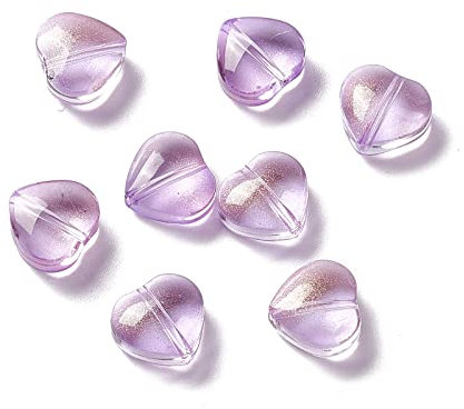 200 Stück galvanisierte Glas-Herz-Perlen, versilbert, mattierte Perlen, Orchidee, lose Abstandshalter, Charms für Armbänder, Schmuck, Basteln