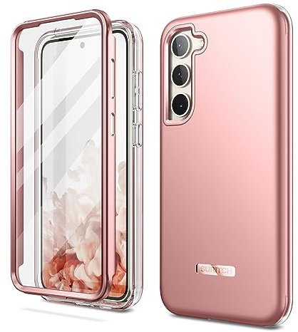 SURITCH Kompatibel mit Samsung Galaxy S23 Hülle Handyhülle mit Integriertem Displayschutz 360 Grad Komplettschutz Schutzhülle für Samsung Galaxy S23 6.1(Rosé Gold)