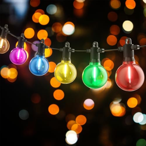 Zuske Bunte Lichterkette Außen 15m, 25 LED Kugel Lichterkette Bunt mit Stecker, Wasserdicht IP65, Ideal Partylichterkette für Innen, Hochzeit, Partydeko, Weihnachten, Erntedankfest usw.