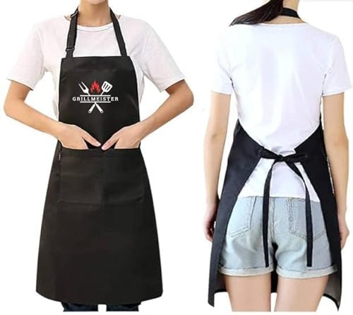 Koch/BBQ-Schürze Grillmeister mit verstellbarem Nackenbügel und 2 Taschen - optimal zum Kochen oder Grillen