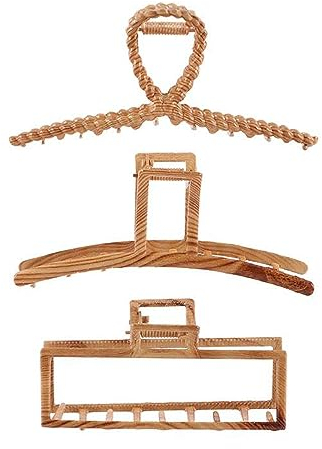 Lot de 3 pinces à cheveux en bois, grandes pinces à cheveux pour cheveux épais et fins, barrettes à cheveux banane pour femmes et filles